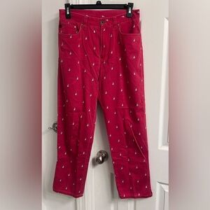 Ralph Lauren Red Sailboat-Print Dress Capris